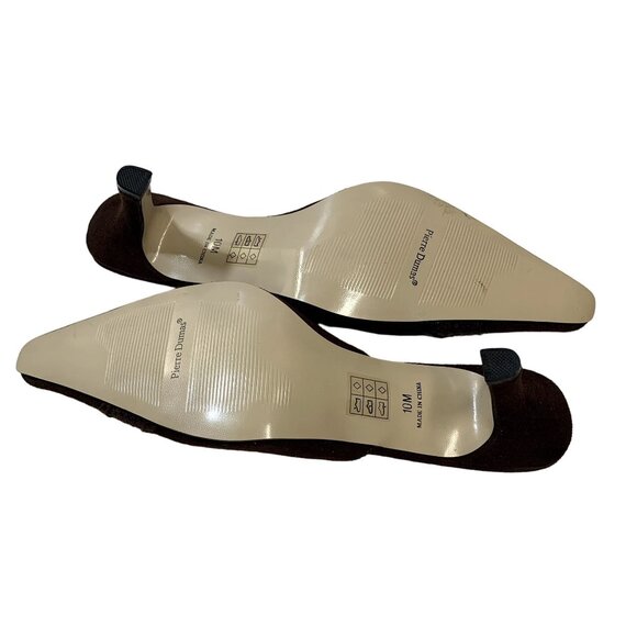 Pierre Dumas Heels Womens Size 10 M Brown Pointed Toe Slide On Shoes Vintage Y2K - Picture 6 of 12
